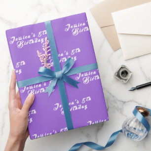 Papel De Regalo 5.º cumpleaños Cute Girly Purple simple Chica mode