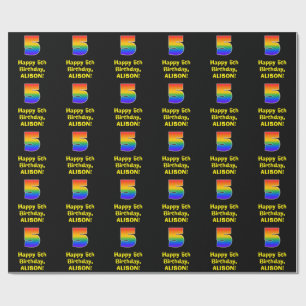 Papel De Regalo 5.º cumpleaños: Inspirado en el arcoiris divertido