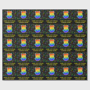 Papel De Regalo 5.º cumpleaños: Símbolos musicales coloridos, arco