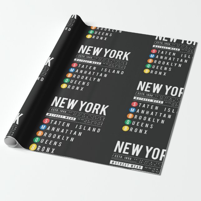 Papel De Regalo 5 distritos de Nueva York (Desenrollado)