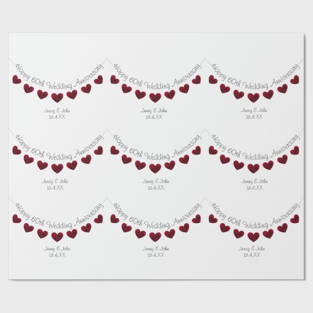 Papel De Regalo 60.º Aniversario del Boda del Diamante (Superficie plana)