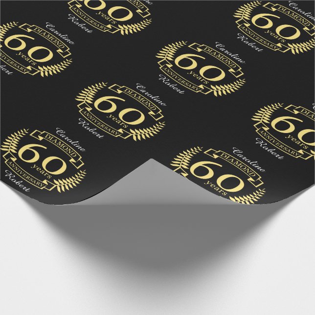 Papel De Regalo 60.º Boda ANIVERSARIO amarillo diamante (Esquina)