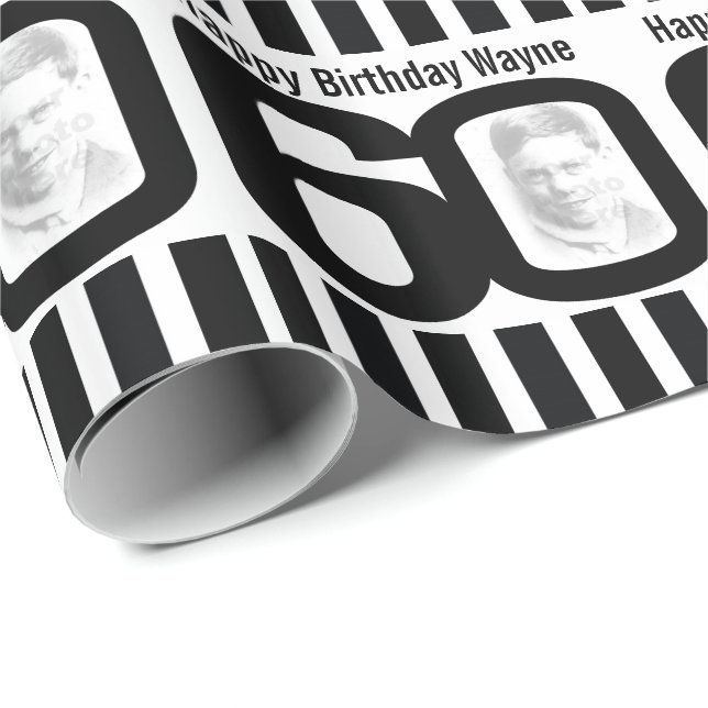 Papel De Regalo 60.º cumpleaños foto diversión envoltura en blanco (Esquina del rollo)