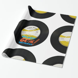Papel De Regalo 60.º Registro de Vinilo Retro de Cumpleaños 45 R