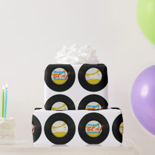 Papel De Regalo 60.º registro de vinilo retro de cumpleaños 45 R