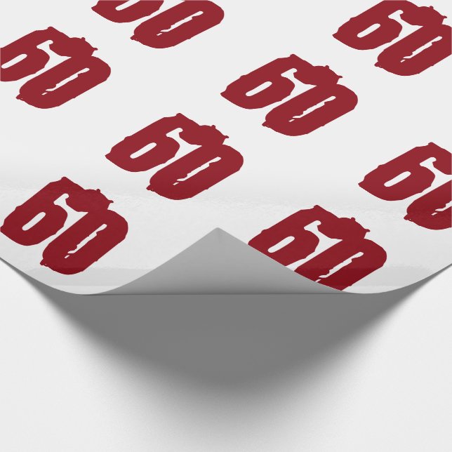 Papel De Regalo 60.o Cumpleaños, texto rojo en blanco (Esquina)