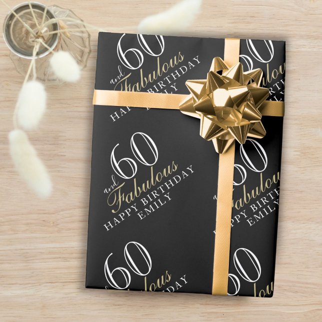 Papel De Regalo 60 y fabuloso elegante negro 60 cumpleaños (Subido por el creador)