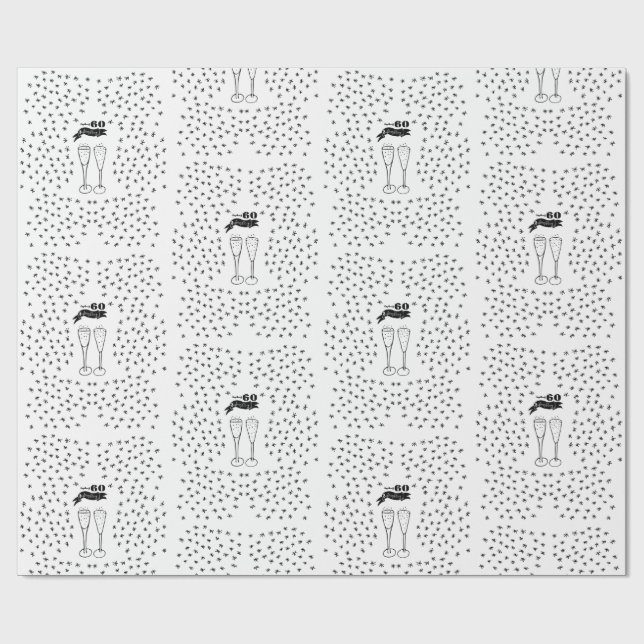 Papel De Regalo 60 y mano esparcido negro y blanco (Superficie plana)