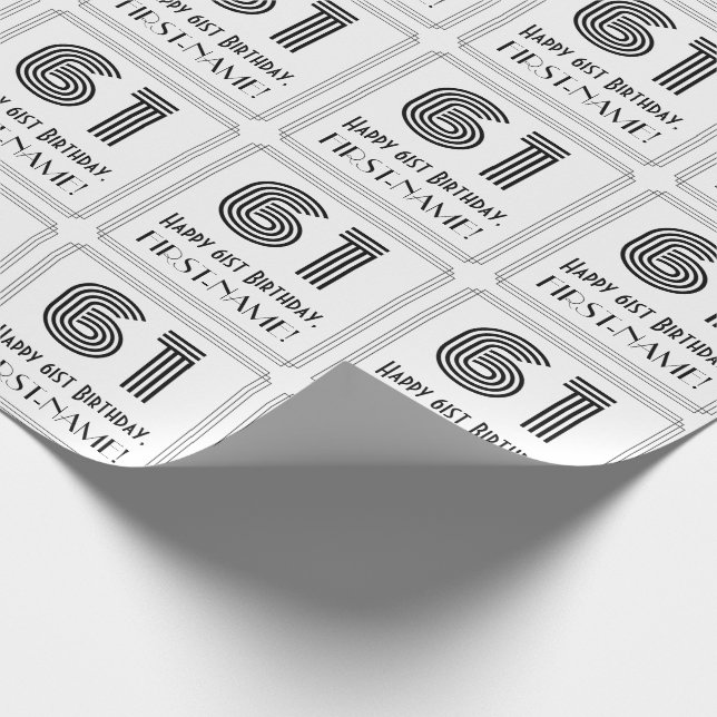 Papel De Regalo 61 Aniversario: Estilo inspirado en el Art Deco "6 (Esquina)
