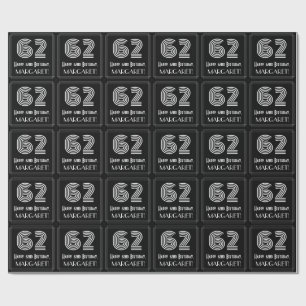 Papel De Regalo 62º cumpleaños: Art Deco inspirado look "62" con n