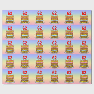 Papel De Regalo 62º cumpleaños: Torta divertida y velas + nombre p
