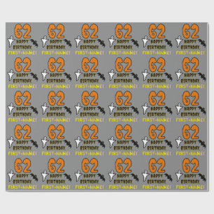 Papel De Regalo 62.º cumpleaños: Temática de Halloween espeluznant