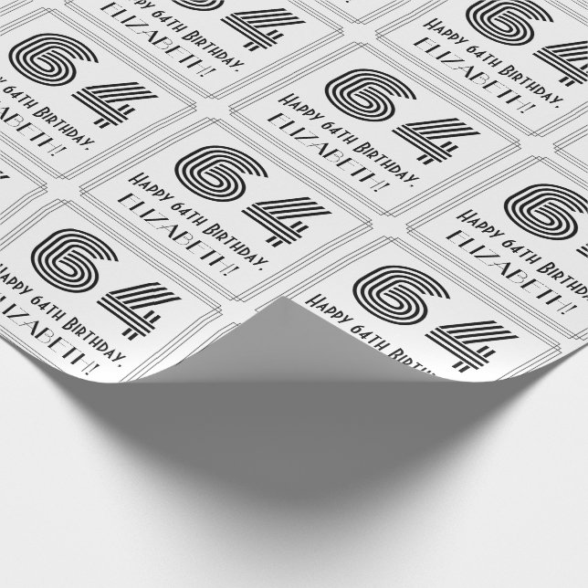 Papel De Regalo 64º cumpleaños: Estilo inspirado en el Art Deco "6 (Esquina)