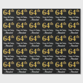 Papel De Regalo 64 Aniversario de la fecha: Elegante y lujoso Faux