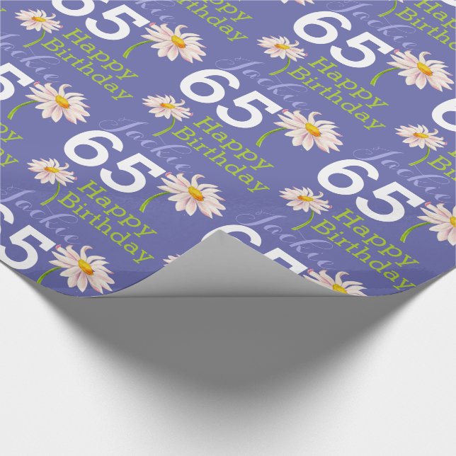 Papel De Regalo 65.ª flor de margarita de cumpleaños llamada peri  (Esquina)