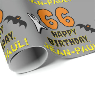 Papel De Regalo 66º cumpleaños: Temática de Halloween espeluznante