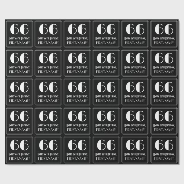 Papel De Regalo 66 Aniversario - Aspecto inspirado en el Art Deco  (Superficie plana)
