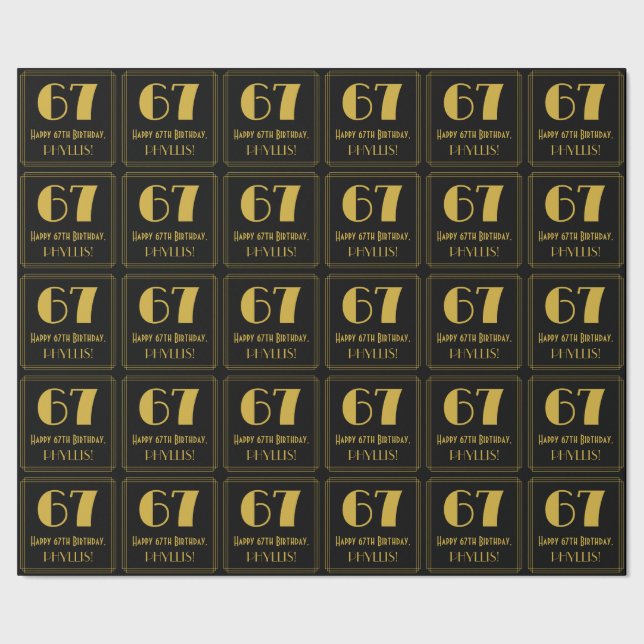Papel De Regalo 67 cumpleaños ~ Art Deco Inspirado Aspecto "67", n (Costura)