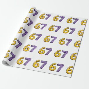 Papel De Regalo 67 Sin Significado Alguno Amarillo y Púrpura