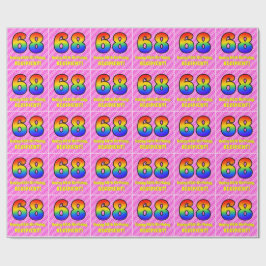 Papel De Regalo 68º cumpleaños: Rayas y corazones rosados, arcoiri