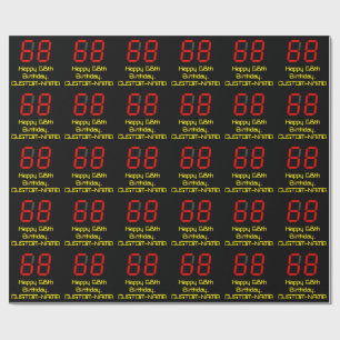 Papel De Regalo 68º cumpleaños: Red Digital Clock Style "68" + Nom