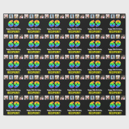 Papel De Regalo 69º cumpleaños: Arcoiris "69"; fotos y nombre de P