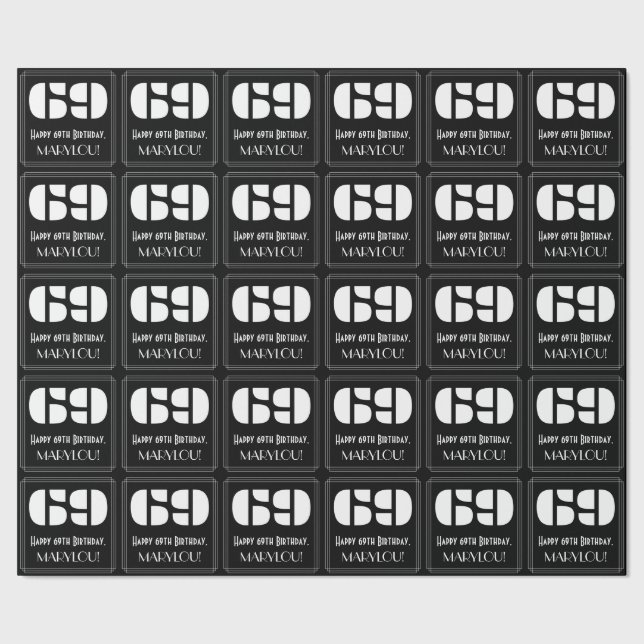 Papel De Regalo 69º cumpleaños: Aspecto inspirado en el Art Deco " (Costura)