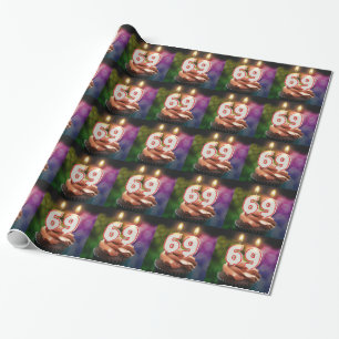 Papel De Regalo 69° cumpleaños con velas