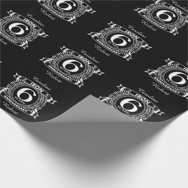 Papel De Regalo 6.º aniversario de bodas escudo afligido (Esquina)