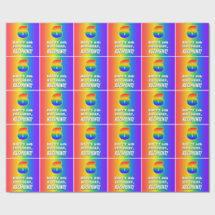 Papel De Regalo 6.º cumpleaños: Colorido, divertido patrón arcoiri