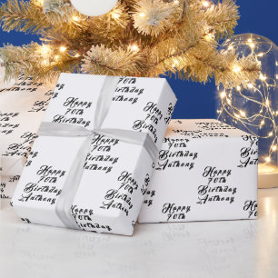 Papel De Regalo 70.ª fiesta de cumpleaños Patrón moderno negro