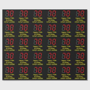 Papel De Regalo 70.º cumpleaños: Red Digital Clock Style "70" + No