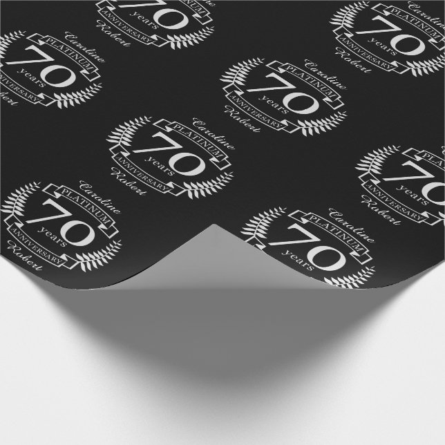 Papel De Regalo 70.º PLATINO ANIVERSARIO Boda (Esquina)