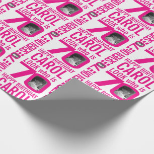 Papel De Regalo 70 cumpleaños color rosa 70 foto y nombre personal