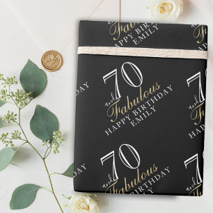 Papel De Regalo 70 y fabuloso elegante negro 70 cumpleaños