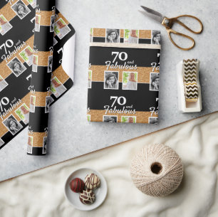 Papel De Regalo 70 y Fabulous Gold Purpurina 2 Photo 70th Birthday