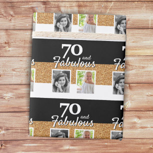 Papel De Regalo 70 y Fabulous Gold Purpurina 2 Photo 70th Birthday
