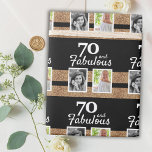 Papel De Regalo 70 y Fabulous Gold Purpurina 2 Photo 70th Birthday<br><div class="desc">70 y Fabulous Gold Purpurina 2 Photo 70th Birthday Wrapping Paper. Envoltura personalizada de regalo negro con 2 fotos y purpurina de oro. Añade tus fotos - puedes usar una foto antigua y nueva.</div>
