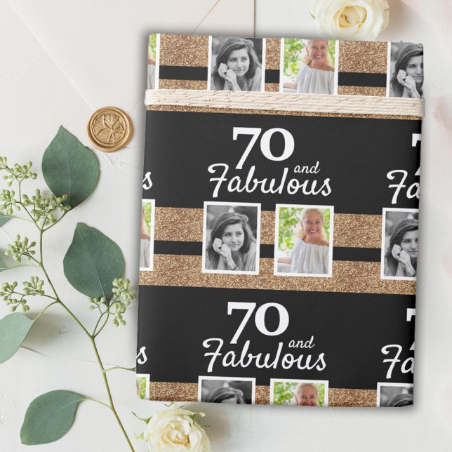 Papel De Regalo 70 y Fabulous Gold Purpurina 2 Photo 70th Birthday (Subido por el creador)