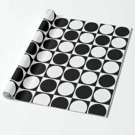 Papel De Regalo 70s Checks and Circles Black and White