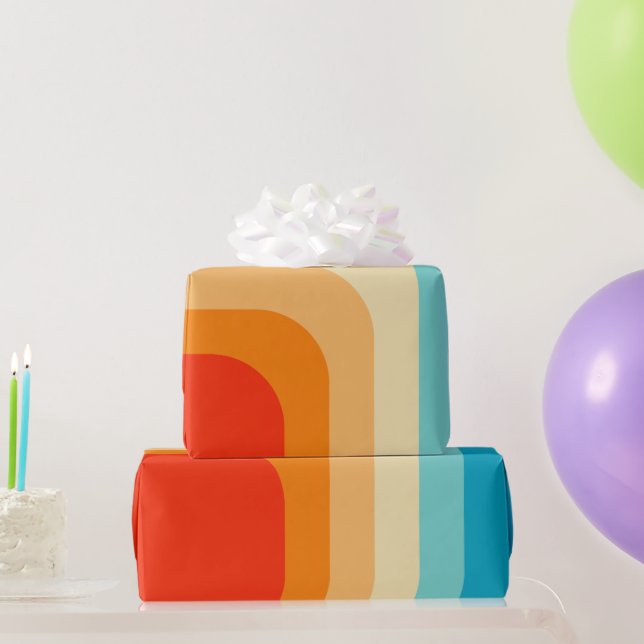 Papel De Regalo 70s Square Rainbow (Regalos de fiesta)