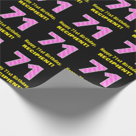 Papel De Regalo 71 Aniversario: Bandas y corazones rosados "71" + 