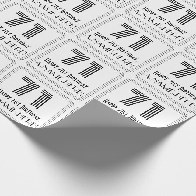 Papel De Regalo 71 Aniversario: Estilo Art Deco inspirado "71" + N (Esquina)