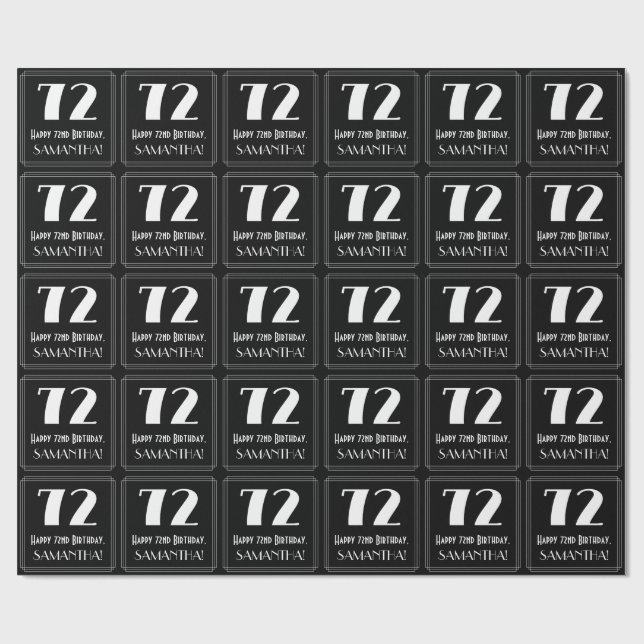 Papel De Regalo 72º cumpleaños - Aspecto inspirado en el Art Deco  (Superficie plana)