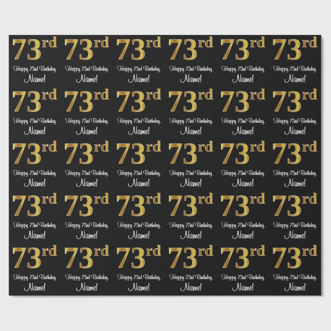 Papel De Regalo 73 Aniversario: Elegante y lujoso Faux Gold Look # (Superficie plana)