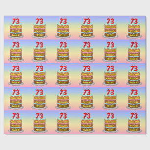 Papel De Regalo 73 Aniversario: Torta divertida y velas + nombre p