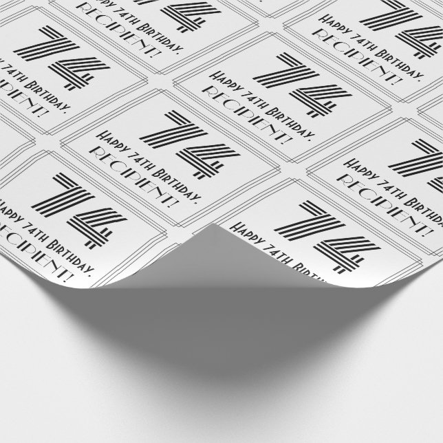 Papel De Regalo 74º cumpleaños: Estilo inspirado en el Art Deco "7 (Esquina)