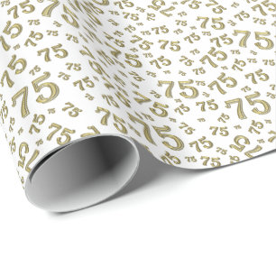 Papel De Regalo 75º Patrón de número de cumpleaños 75 Oro y Bl
