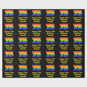 Papel De Regalo 75 Aniversario: Inspirado arcoiris divertido y col
