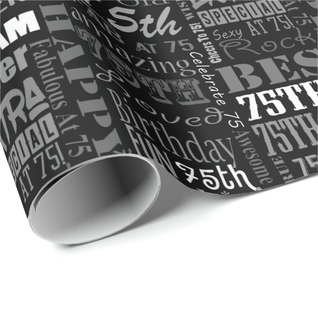 Papel De Regalo 75.o monograma personalizado de la fiesta de (Esquina del rollo)